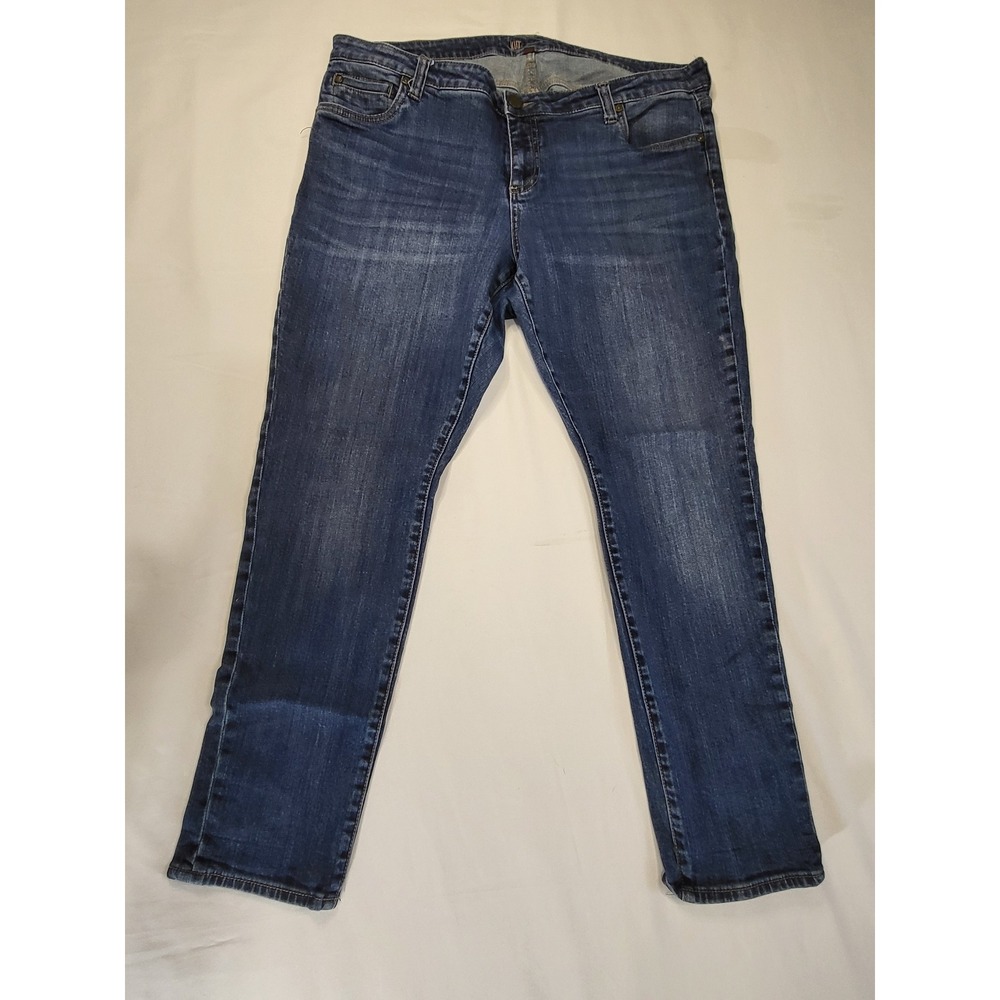 KUT from the Kloth Womens Straight Leg Jeans Dark Wash Blue Denim Size 16W